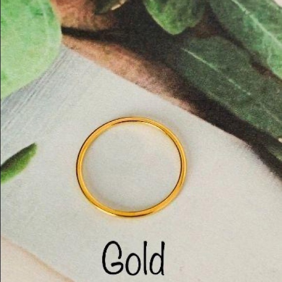 Gold Thin Minimalist Stackable Band - Picture 2 of 5